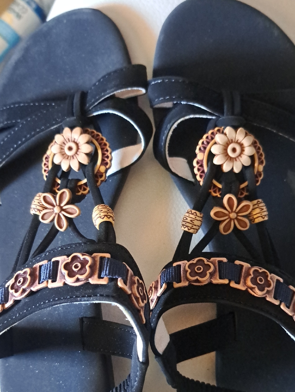 Black Women’s Flower-Embellished Sandals